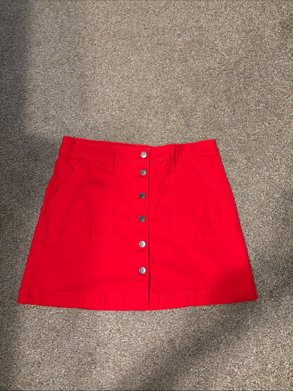 J. Crew Bright Red Button-Front Mini Skirt